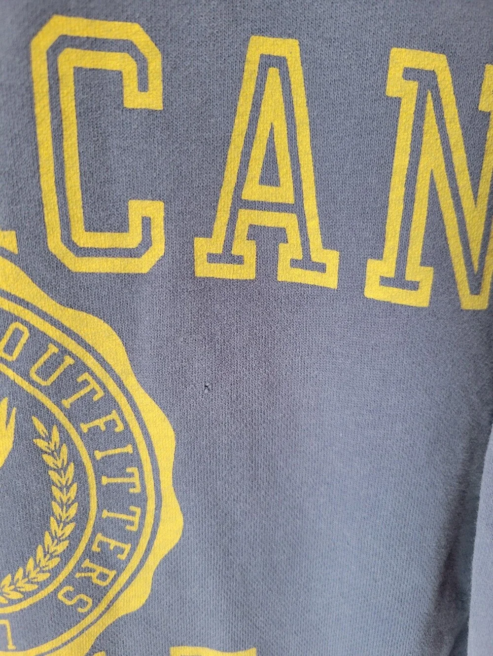 American Eagle Women’s XS Vintage Distressed Collegiate Sweatshirt‎ Slate Blue